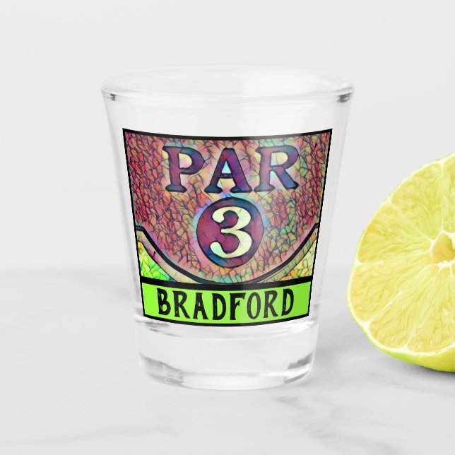 Par 3 Golf Golfer Name Dad Grandpa etc Green Shot Glass (Front)