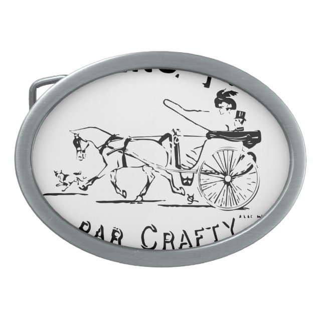 Par Crafty Paris Horse and Buggy Oval Belt Buckle (Front)