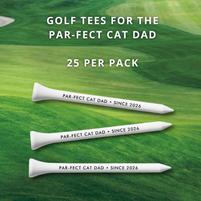 Par-fect Cat Dad Since Custom Year Golf Pun Black Tees (For the cat dad with great taste.)