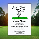 Par Off for an UnForeGettable 50th Birthday Party Invitation<br><div class="desc">Celebrate in style with this modern golf-themed invitation! The sleek design, featuring a golf ball on a tee and "Par Tee" on the front, is perfect for organizing a 50th birthday event for a golf enthusiast. The birthday person's name is highlighted in a beautiful script font, adding elegance to the...</div>