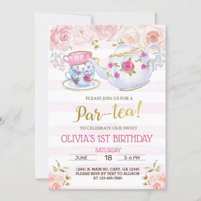 Par-tea, par tea girl birthday invitation. invitation | Zazzle