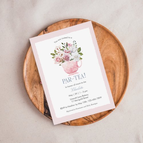 PAR_TEA Pink Baby Shower Invitation