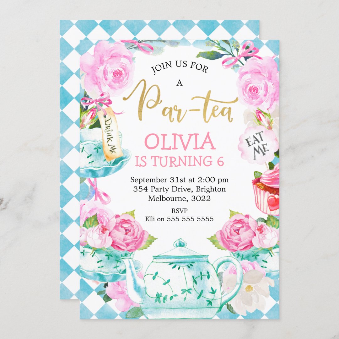 Par-tea Tea Party Birthday Invitation | Zazzle