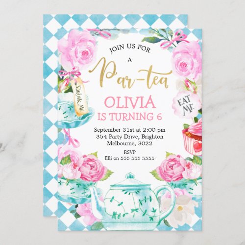 Par_tea Tea Party Birthday Invitation