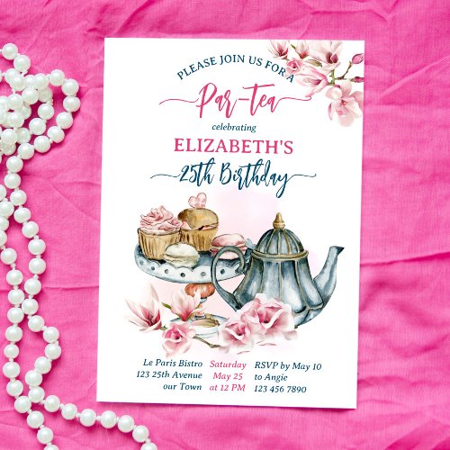 Par_tea tea party tea pot french pastry birthday invitation