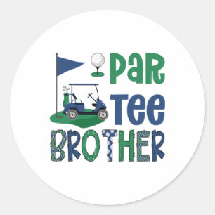 Par-tee Brother Golf Lover Birthday Party Family M Classic Round Sticker