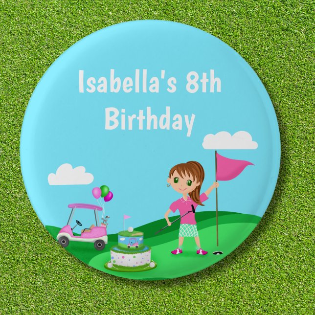 Par-Tee Chibi Girl Birthday Golf Party Button (Creator Uploaded)