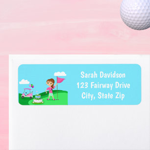 Par-Tee Chibi Girl Birthday Golf Party Label
