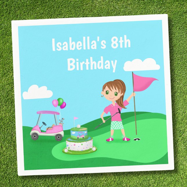 Par-Tee Chibi Girl Birthday Golf Party Napkins (Creator Uploaded)