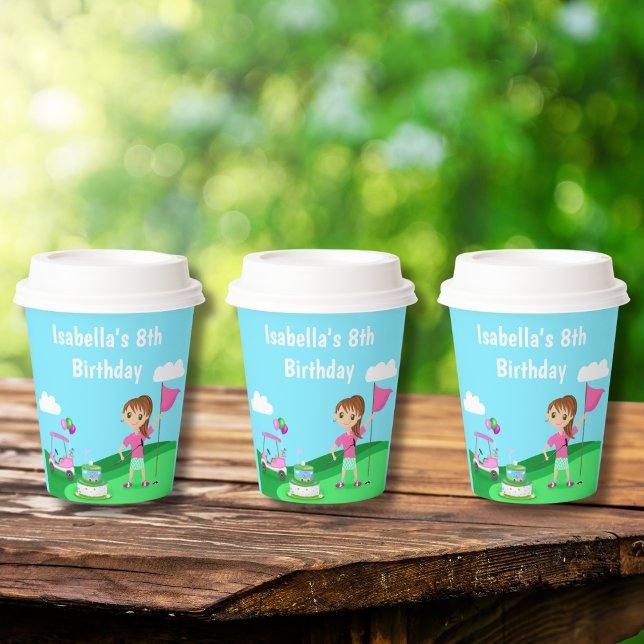 Par-Tee Chibi Girl Birthday Golf Party Paper Cups (Creator Uploaded)