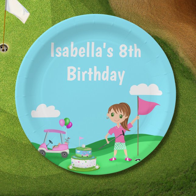Par-Tee Chibi Girl Birthday Golf Party Paper Plates (Creator Uploaded)