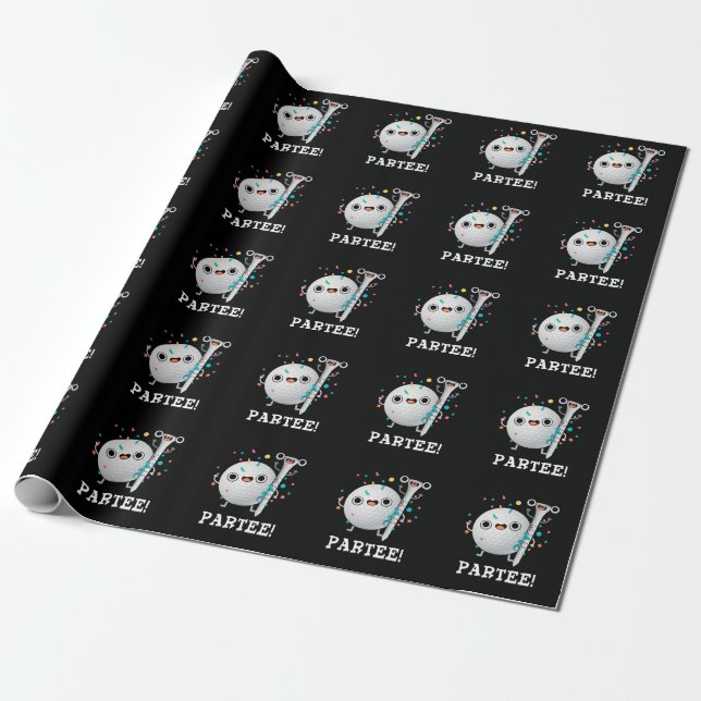 Par-Tee Funny Golf Pun Dark BG Wrapping Paper (Unrolled)