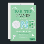 Par-tee Golf 1st Birthday Golfing Invitation<br><div class="desc">Par-tee Golf 1st Birthday Golfing Invitations. Sports,  golf-themed party supplies for kids,  1st birthday with golf balls,  golf tees,  plaid design. www.SamAnnDesigns.com</div>