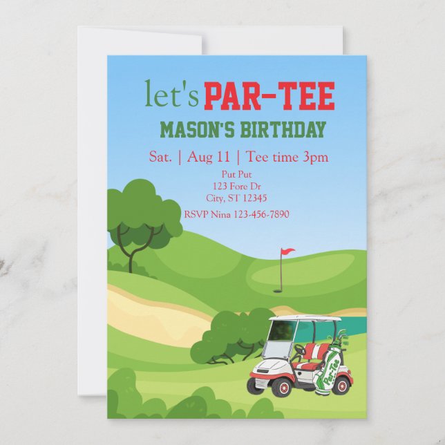 PAR-TEE, golf birthday Invitation (Front)