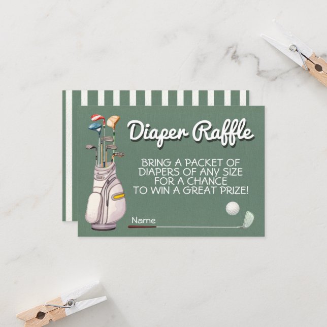 Par-tee Golf Diaper Raffle card (Front/Back In Situ)