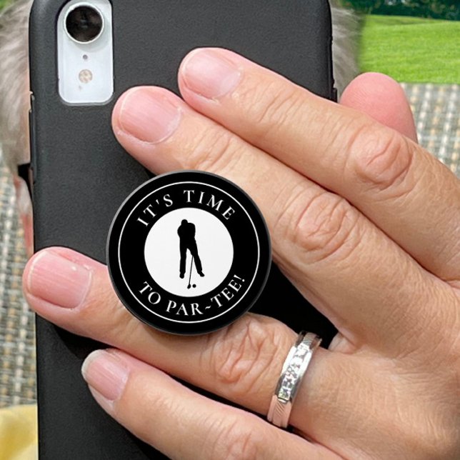 Par Tee Golfer Funny Cute Humor Monogram Black  PopSocket (Creator Uploaded)