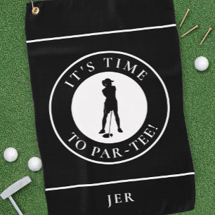 Par Tee Golfer Funny Golf Humor Monogram Black  Towel