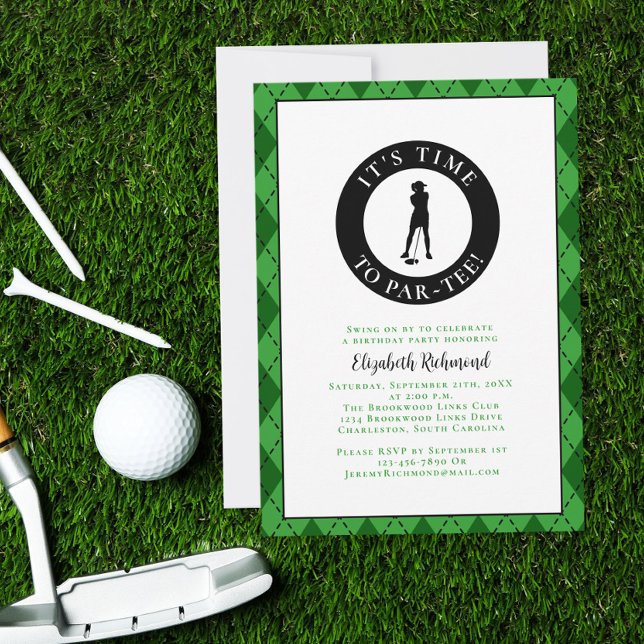 Par Tee Golfer Funny Humor Birthday Party For Her Invitation (Par Tee Golfer Funny Humor Birthday Party For Her Invitation)