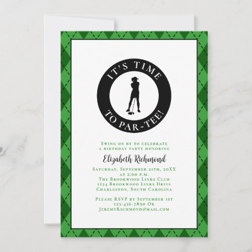 Par Tee Golfer Funny Humor Birthday Party For Him Invitation