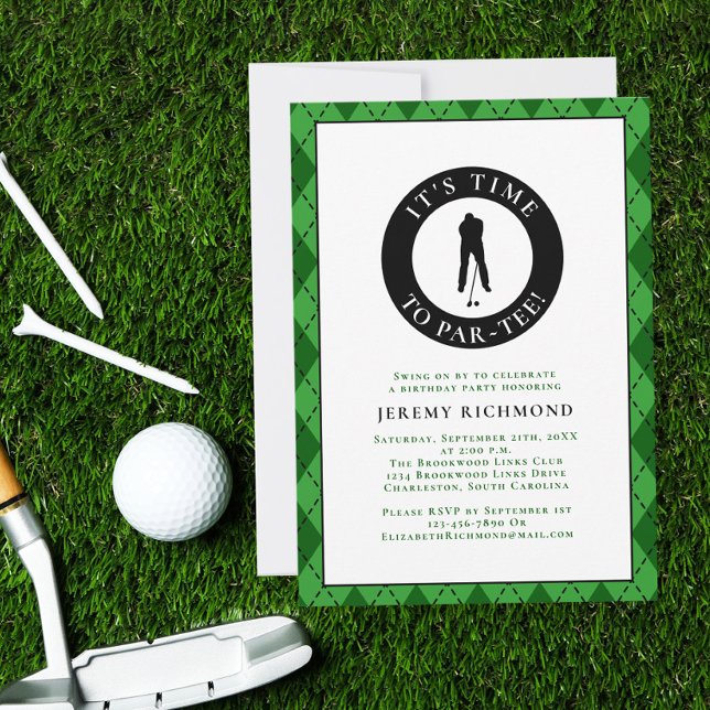 Par Tee Golfer Funny Humor Birthday Party For Him Invitation (Par Tee Golfer Funny Humor Birthday Party For Him Invitation)