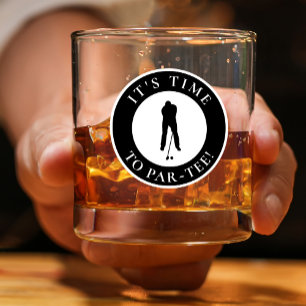 Par Tee Golfer Funny Humor Modern Black For Him Whiskey Glass