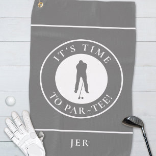 Par Tee Golfer Funny Humor Monogram For Him Gray Golf Towel