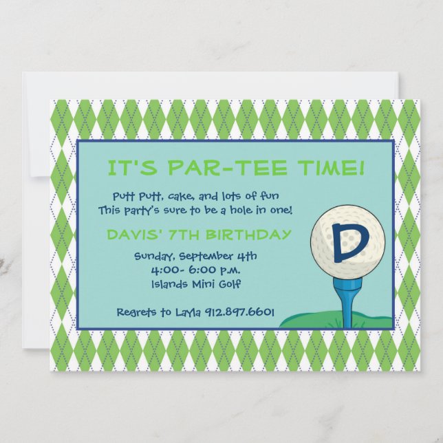 Par-Tee Time Boy Invitation (Front)