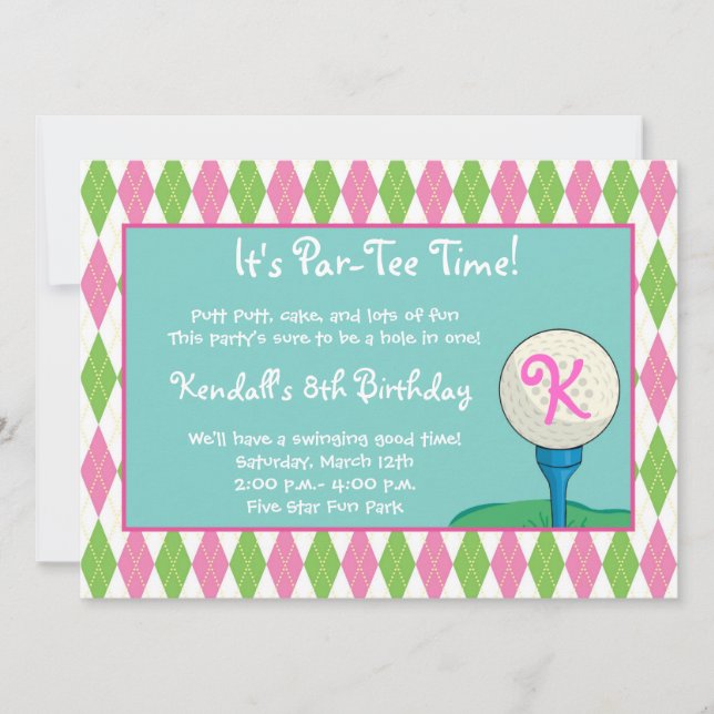 Par-Tee Time Girl Invitation (Front)