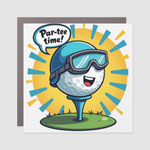 Par-tee Time Golf Ball Cartoon Art Car Magnet