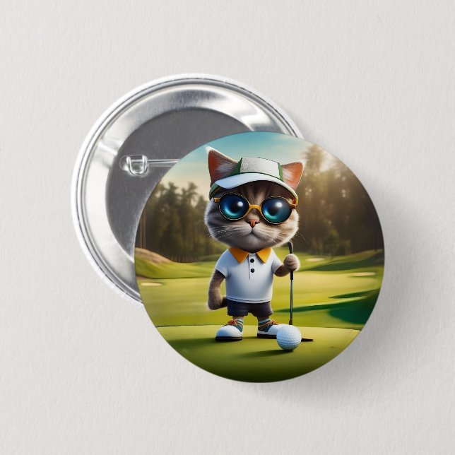 "Par-tee Time: The Cool Cat’s Golf Swing!" Button (Front & Back)