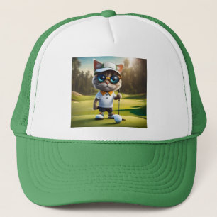 "Par-tee Time: The Cool Cat’s Golf Swing!" Trucker Hat