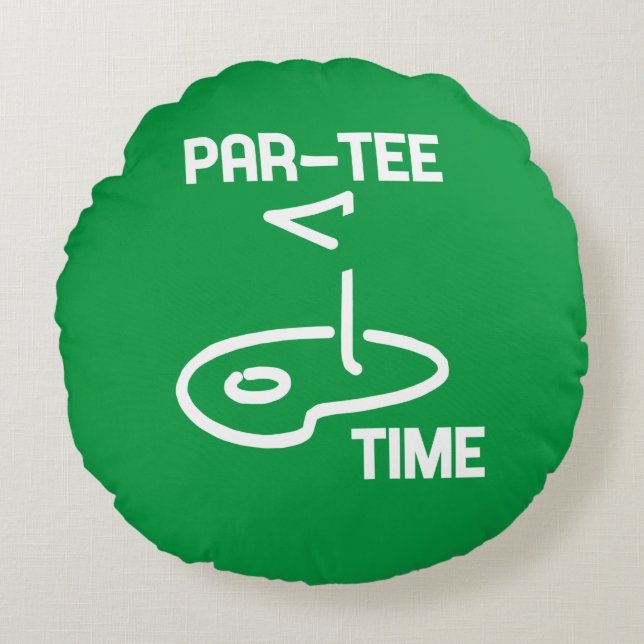 Par-Tee Time White   Round Pillow (Front)