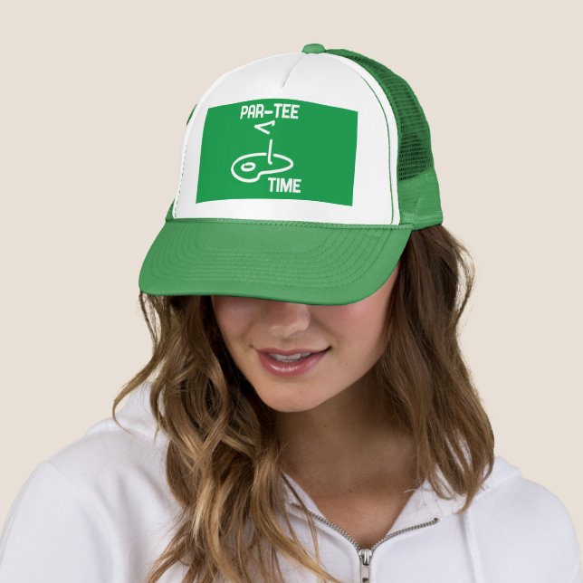 Par-Tee Time White   Trucker Hat (In Situ)