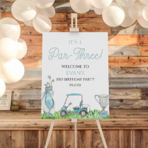 Par-Three Golf 3rd Birthday Party Welcome Sign