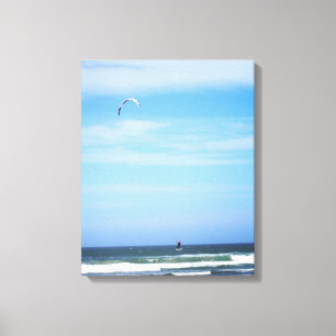 Para Surfer in the Air Over the Beach Color 16x20 Canvas Print