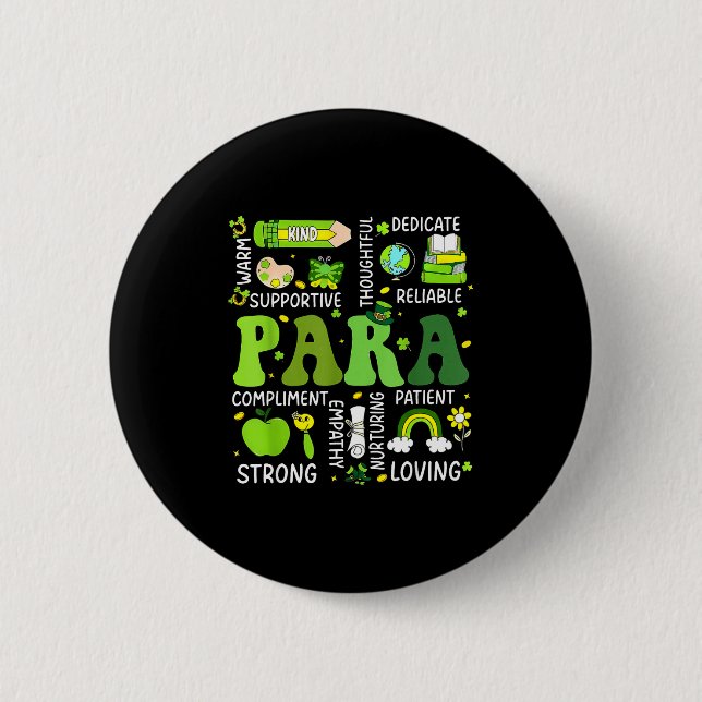 Para teacher st patricks day paraprofessional button (Front)