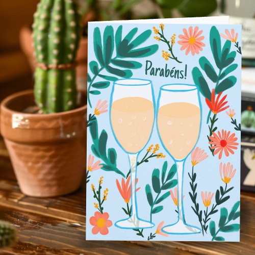 Parabens Sparkling Champagne Casamentos Noivado  Card