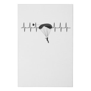 Parachute Heartbeat Skydiving Sykdive Pulse Faux Canvas Print