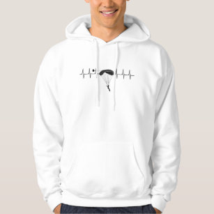 Parachute Heartbeat Skydiving Sykdive Pulse Hoodie