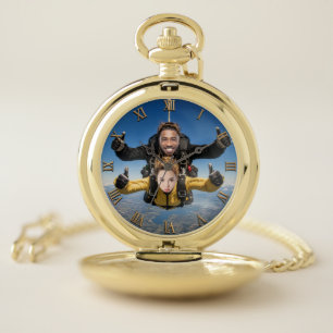 Parachute Jump Photo Gift Skydiving Face Swap Pocket Watch