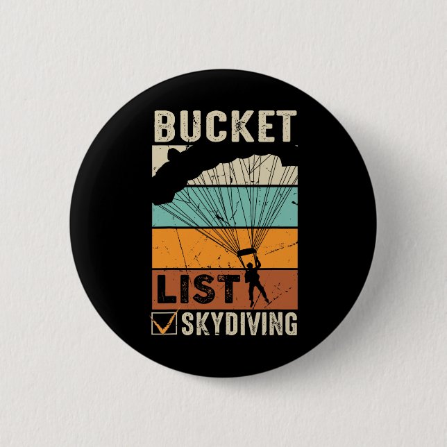 Parachute Jump Skydiver Instructor Bucket Lists Sk Button (Front)