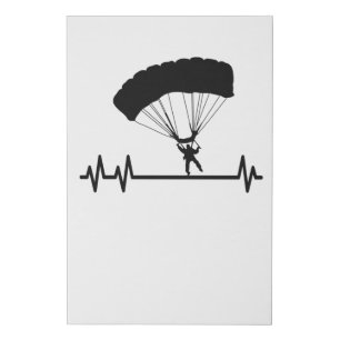 Parachute Pulse Heartbeat Skydiver Skydiving Faux Canvas Print