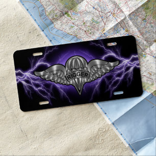 Parachute Rigger Night Lightning License Plate