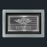 Parachute Rigger Veteran Belt Buckle<br><div class="desc">Display your pride in our dedicated Parachute Riggers! This exclusively designed art design makes a wonderful Gift to any who are serving or have served in Airborne Rigging Units! Unique designed gift for anyone looking for that one of a kind special gift for Army or Civilian School Graduation, promotion, reenlistment,...</div>