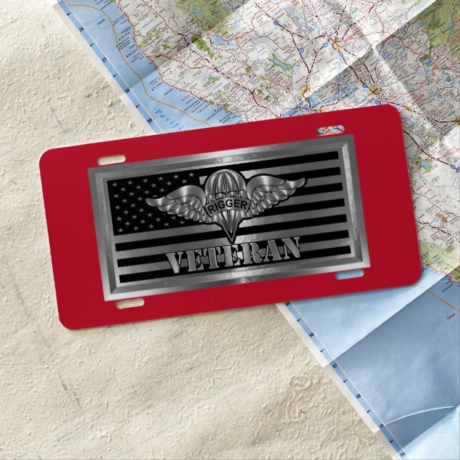 Parachute Rigger Veteran License Plate (In Situ)