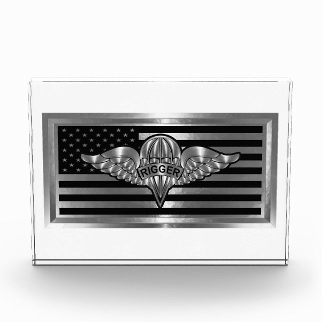 Parachute Rigger with USA FLAG Photo Block (Front)
