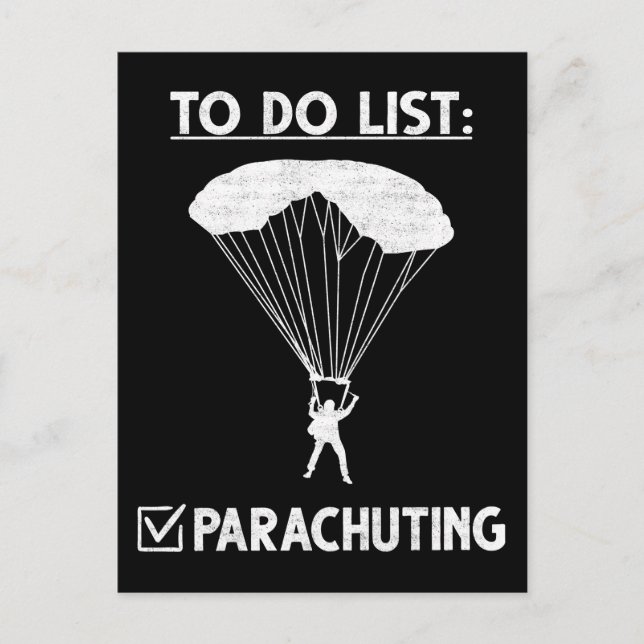 Parachute Skydiver Celebration Adrenaline Lover Postcard (Front)
