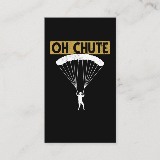 Parachute Skydiver Funny Adrenaline Lover Business Card (Front)