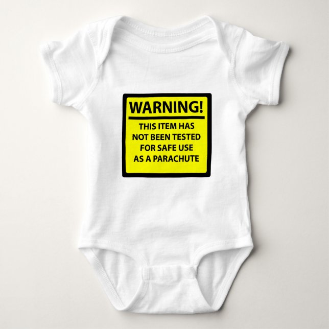 Parachute warning baby bodysuit (Front)