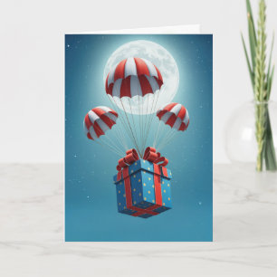 Parachutes Delivering a Christmas Gift Card